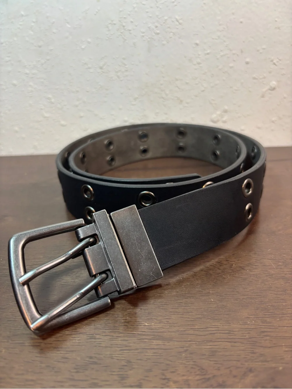 Classic Men's Black Grommet Leather Belt